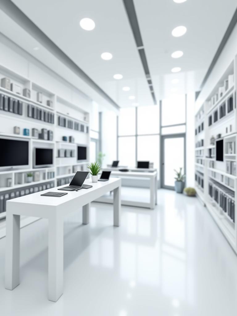 Modernes, helles Interieur des Elektronikfachgeschäfts AlpenSpark Electronics in Zürich